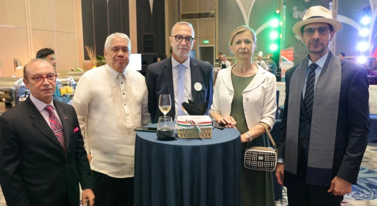 Ambassador Mohammed Rida El Fassi of the Embassy of Morocco with Raffy Guevara, Ambassador Davide Giglio of the Embassy of Italy, Ambassador Dr. Smiljana Knez of the Embassy of Slovenia, and Ambassador Mounir Y. K. Anastas of the Embassy of Palestine.