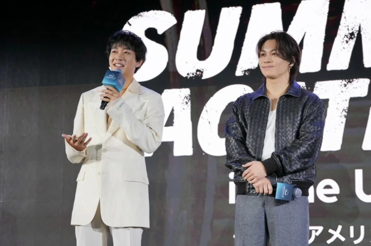 Kaito Nakamura and Genta Matsuda of Travis Japan at the Disney  Originals Preview held on Nov. 13 at the Hong Kong Disneyland Resort. (The Walt Disney Company) 