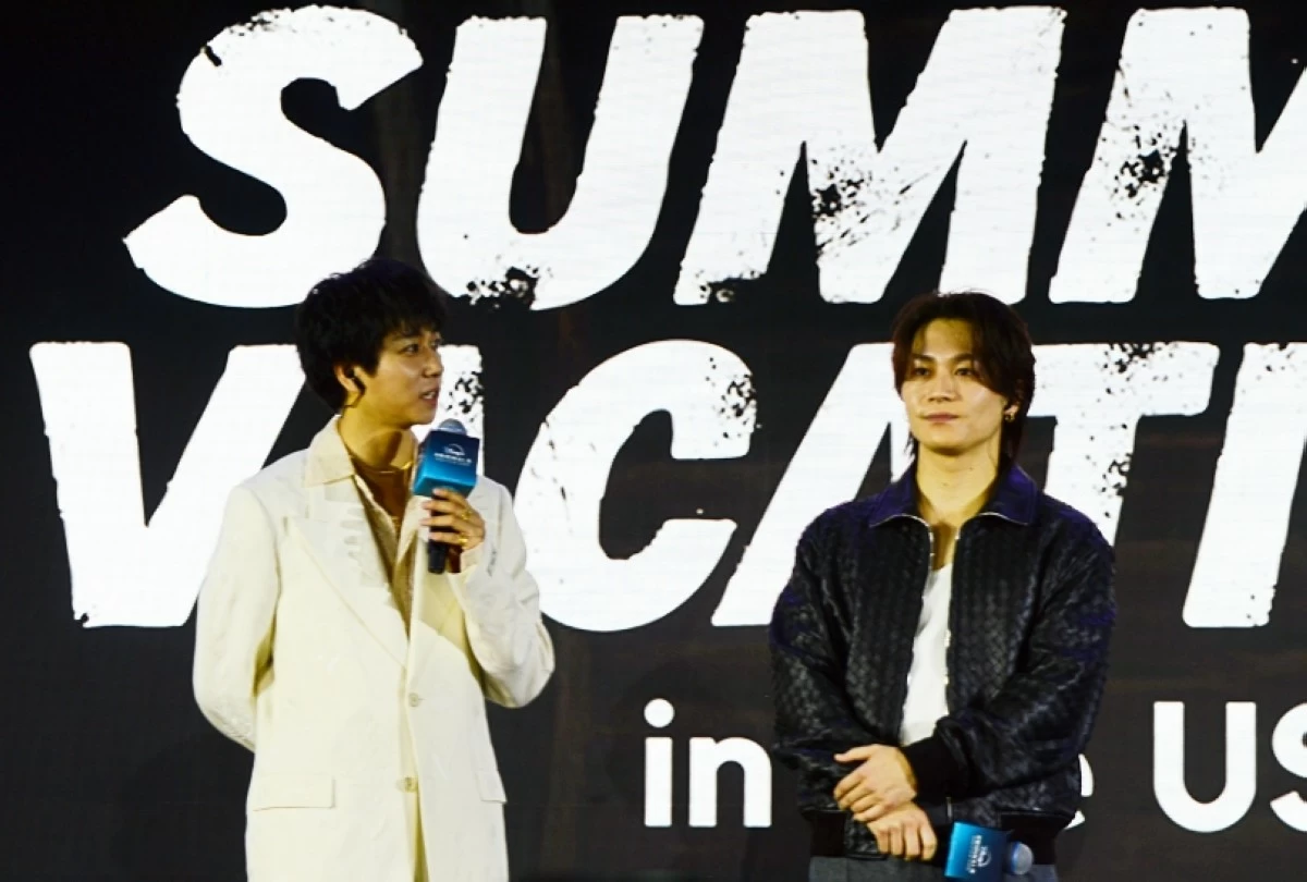 Kaito Nakamura and Genta Matsuda of Travis Japan at the Disney  Originals Preview held on Nov. 13 at the Hong Kong Disneyland Resort. (Jonathan Hicap)