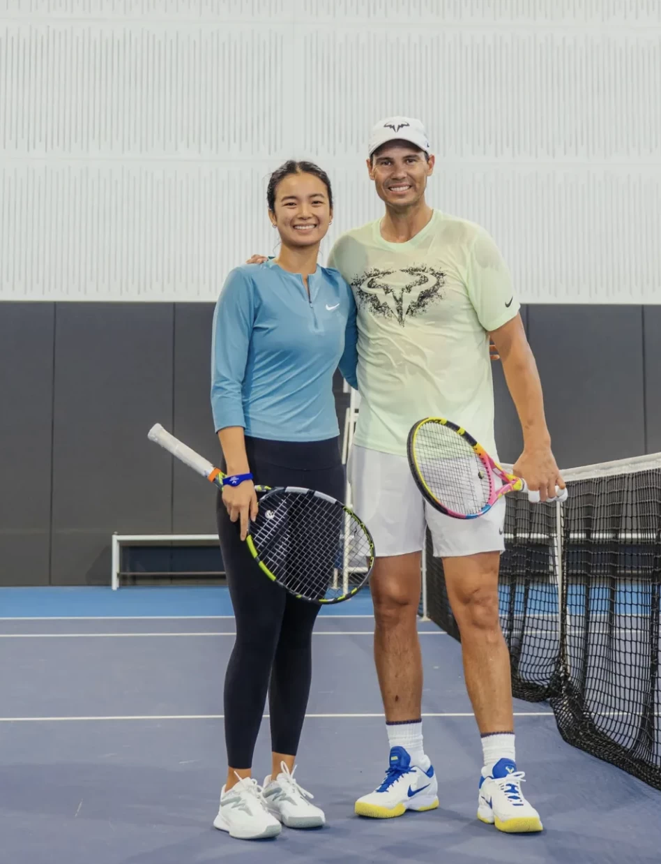 Alex Eala, left, with Rafa Nadal. (Rafa Nadal Academy)