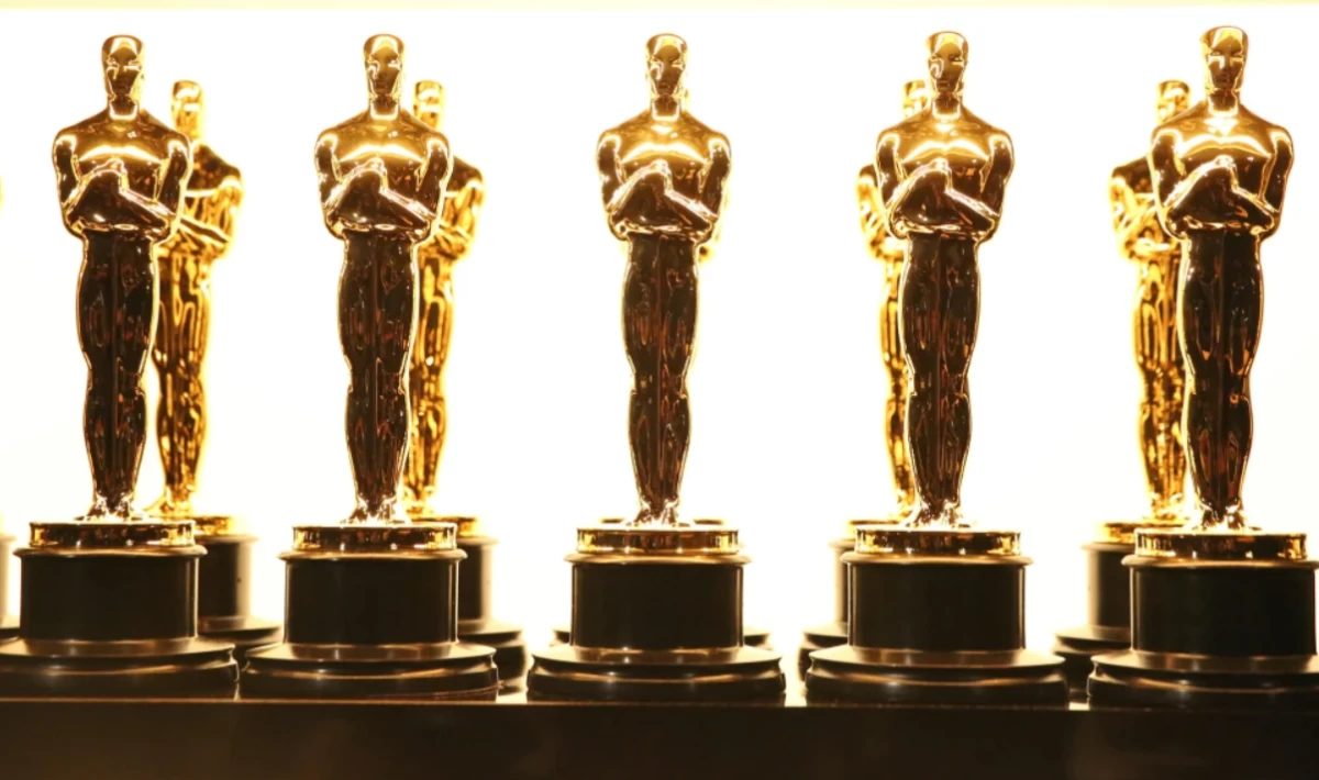 Oscar statuettes appear backstage at the Academy Awards (AP)