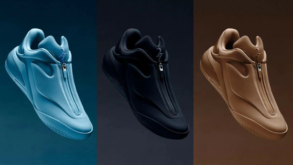 Shai 001 basketball shoes in Masi Blue, Charm Black, and Hail Clay