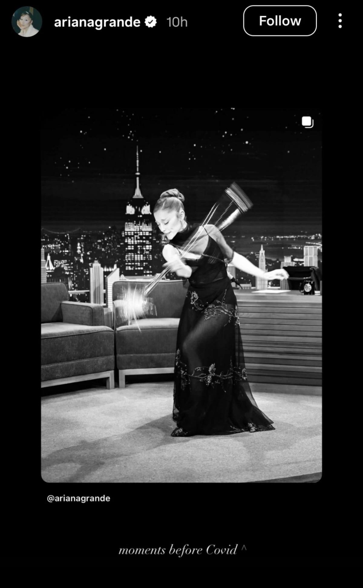 A screenshot from Ariana Grande's Instagram.