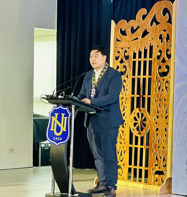 KEYNOTE ADDRESS — Hans Sy, president SM Engineering Design and Development, delivers his keynote message at the Manila Bulletin Sustainability Forum 2025.