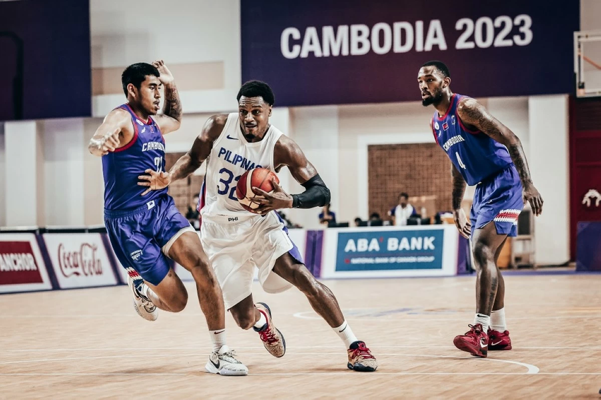 Gilas Pilipinas plays their match against host nation Cambodia during the 32nd Southeast Asian Games at the Morodok Elephant Hall 2 on May 11, 2023. Cambodia pulled off a 79-68 victory against the Philippines. Photo courtesy Ariya Kurniawan