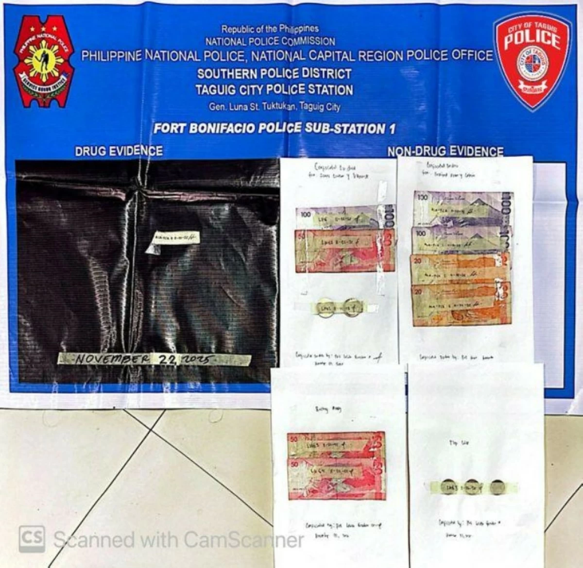 Illegal drugs seized in Taguig (Photo from SPD) 