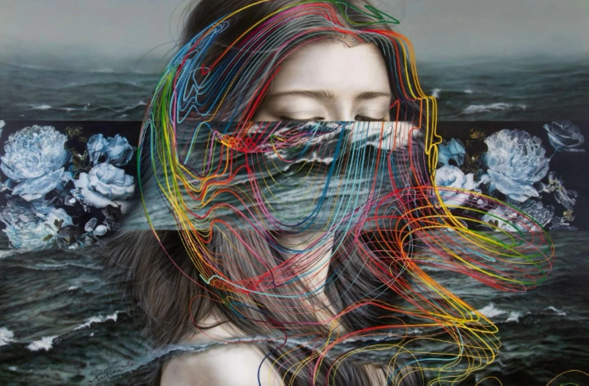 Ronald Ventura, Waves, 2021, oil on canvas, 48 x 72 inches, estimate 
P12,000,000 - P15,000,000.
