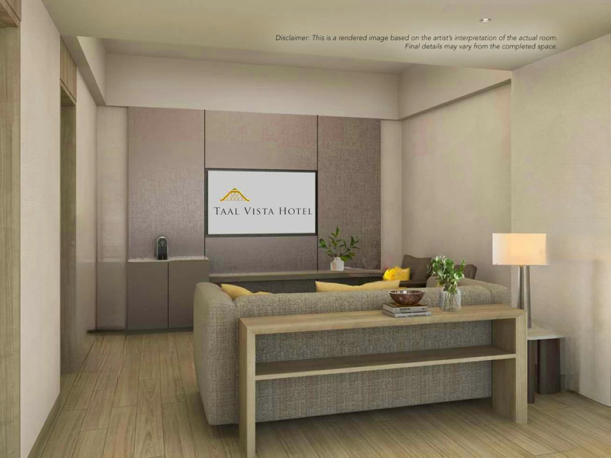 Artist’s perspective rendered photo: The Deluxe Suite living area offering the familiar comfort of the Lake Wing suites