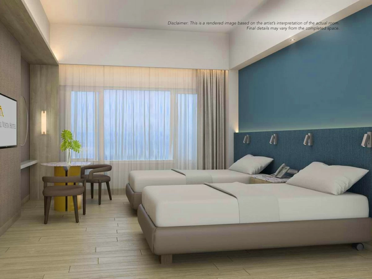 Artist’s perspective rendered photo: The Deluxe Twin rooms at the Lake Wing