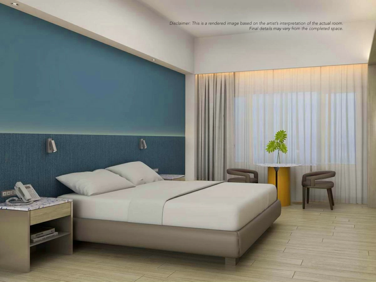 Artist’s perspective rendered photo: A refined look of the Deluxe King rooms