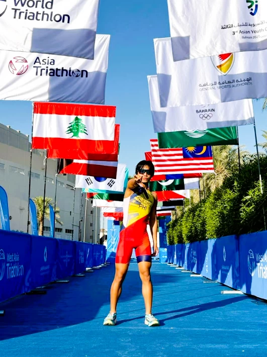 Sancho del Rosario is shown at the recent Asian Youth Games in Manama, Bahrain after finishing in 12th place in the boys' triathlon event. 

