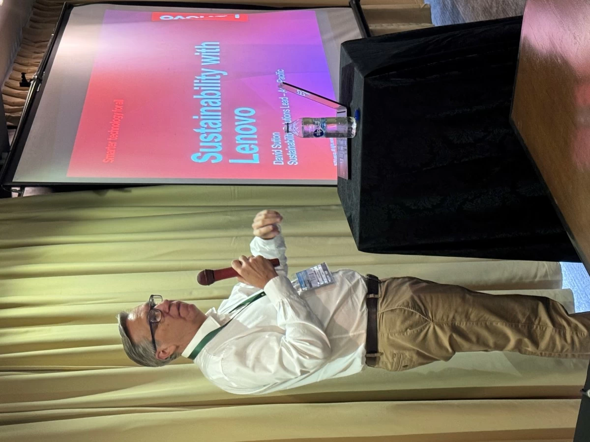 David Sutton, sustainability solutions lead for Lenovo Asia Pacific, discusses the company’s comprehensive ESG strategy during his presentation at the ITIP 22nd National Conference.
