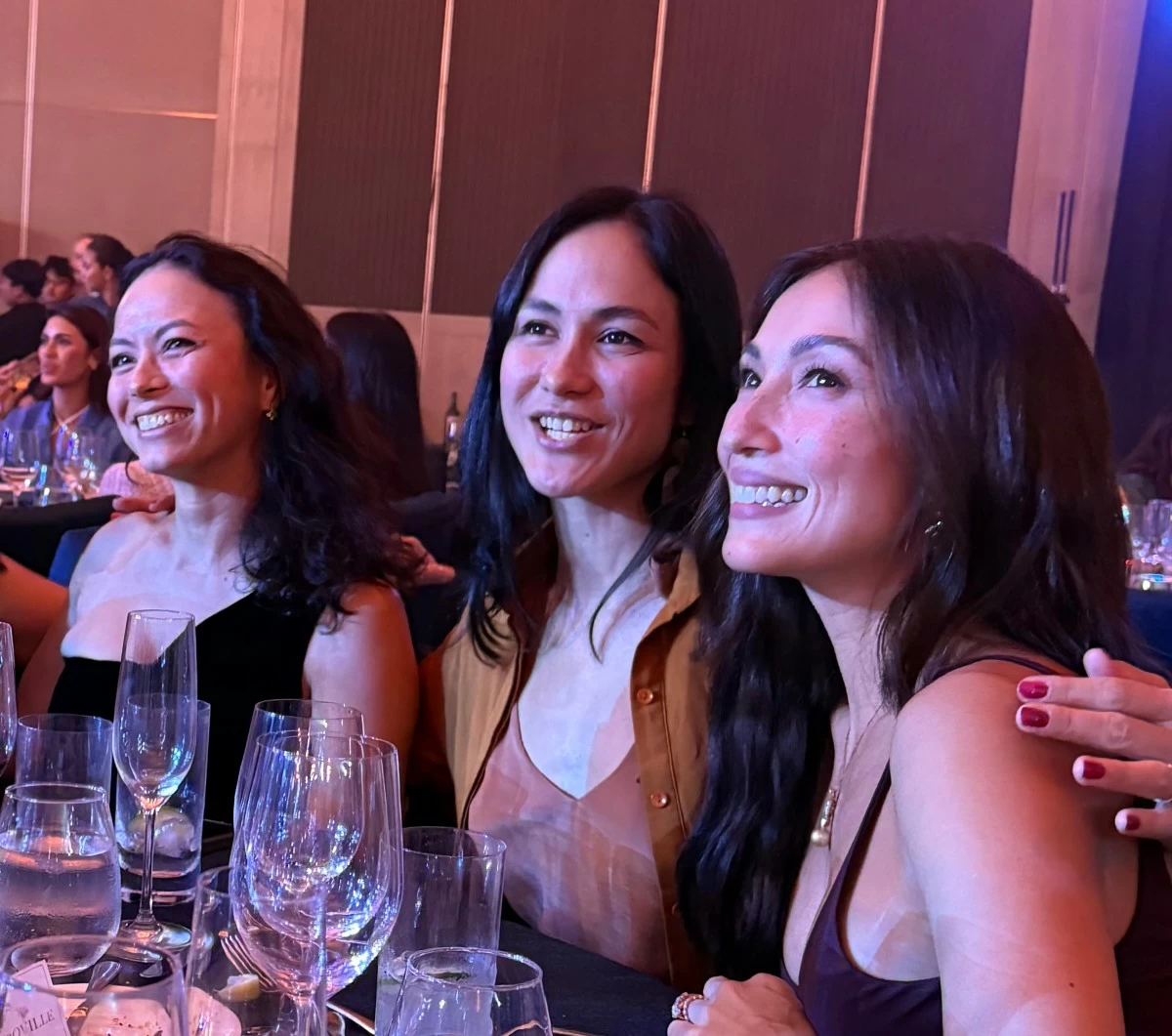 Olivia and Maia D’Aboville with Solenn Heusaff