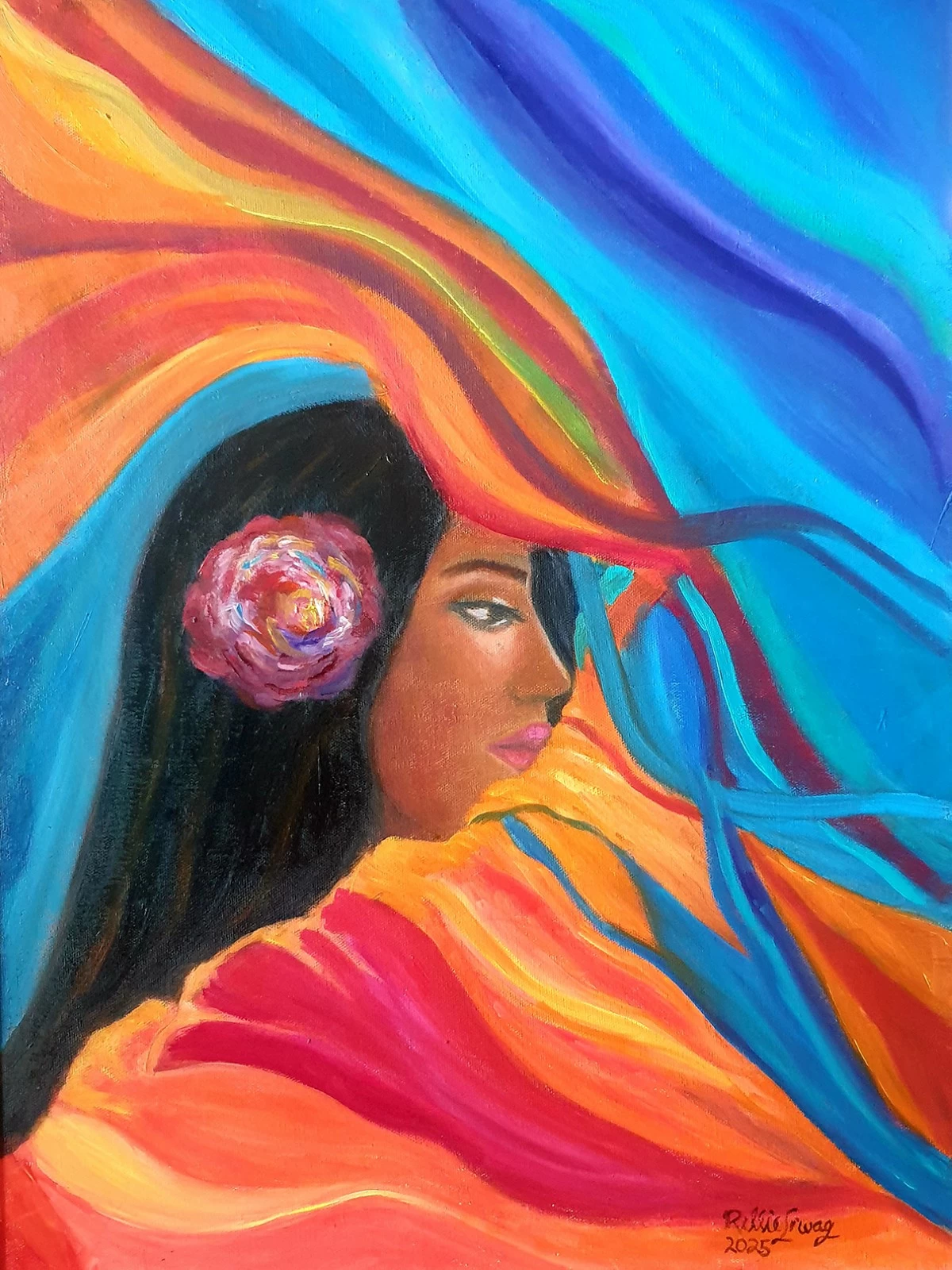 'MYSTERY LADY' oil on canvas, 24x18 inches, 2025