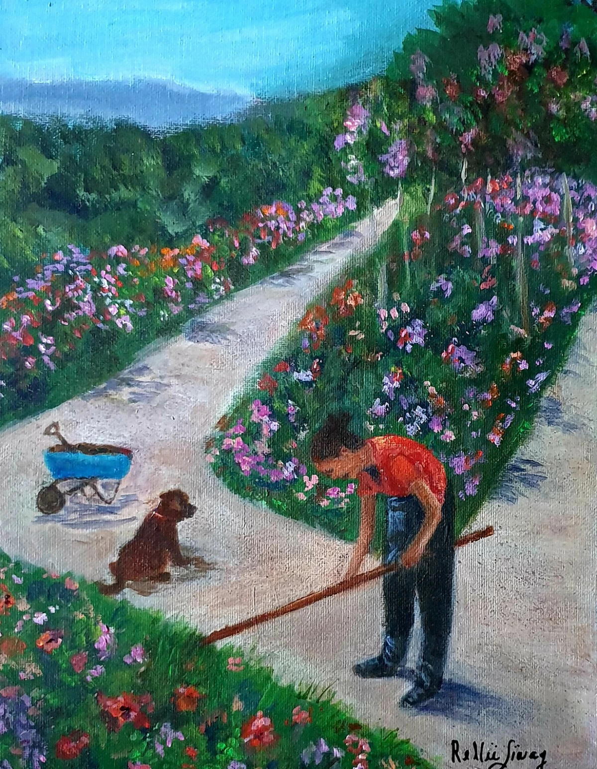 'MONET'S GARDEN' oil on canvas, 16x12 inches, 2025