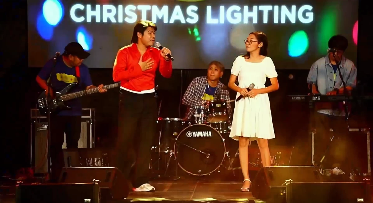 Local music artists perform during the Christmas lighting event at the Carmona City Park on Nov. 28 (Screenshot from the City of Carmona's Facebook live stream)