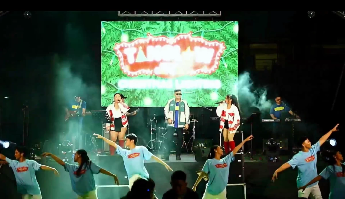 Local music artists perform during the Christmas lighting event at the Carmona City Park on Nov. 28 (Screenshot from the City of Carmona's Facebook live stream)