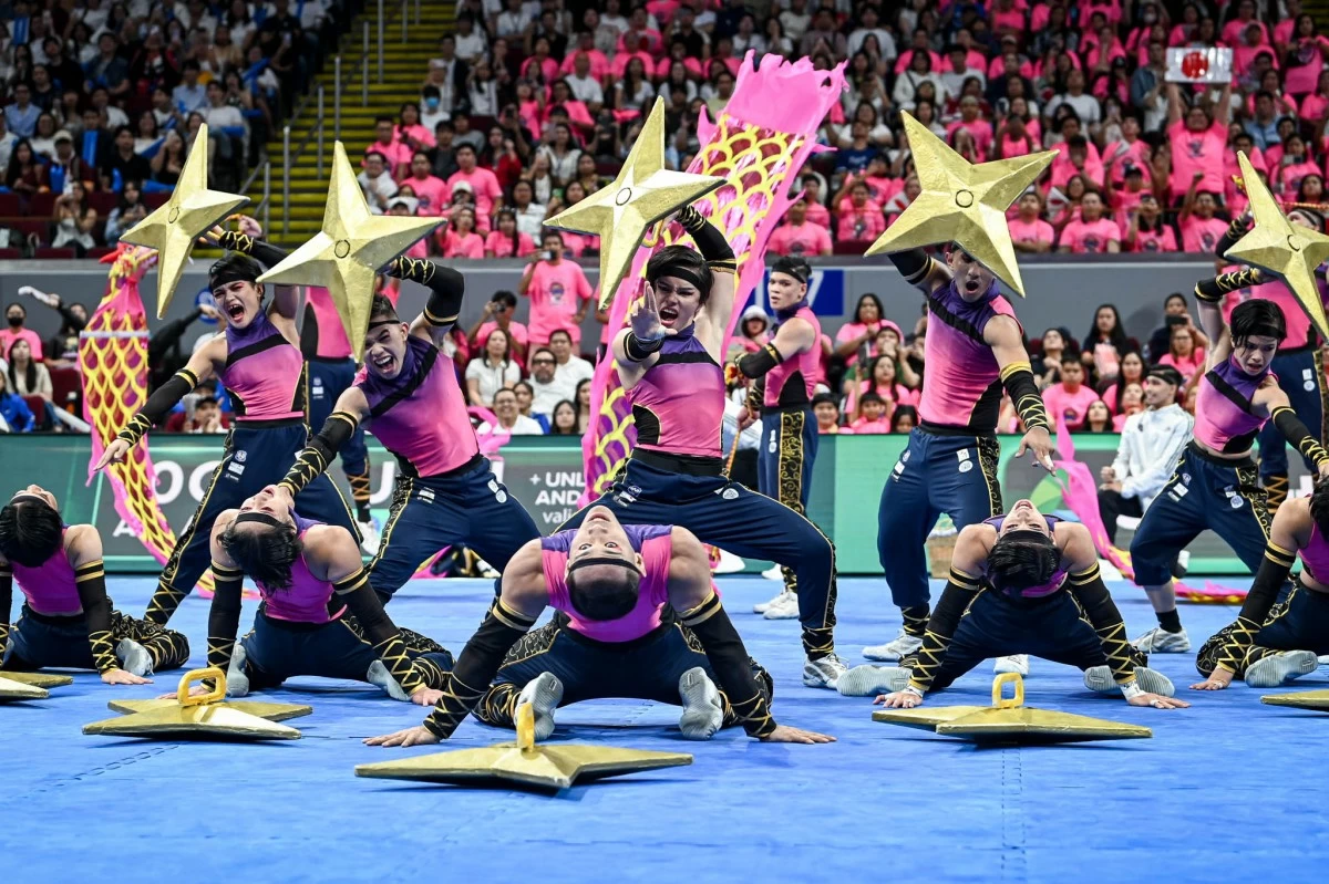 The NU Pep Squad performs with a ninja-themed routine in the 2025 UAAP Cheerdance Competition at the Mall of Asia Arena on Saturday, Nov. 29, 2025. (UAAP Image)