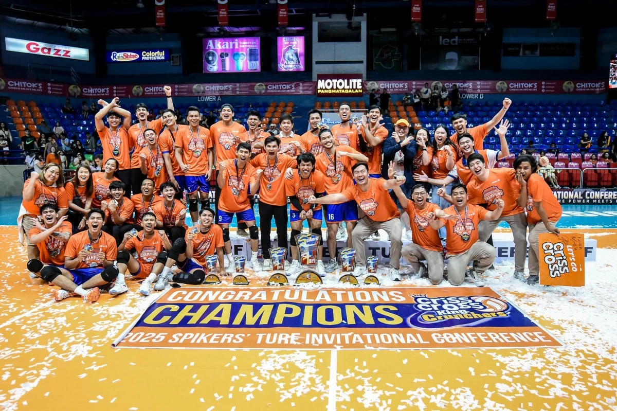 The Criss Cross King Crunchers celebrate their first Spikers' Turf title. 