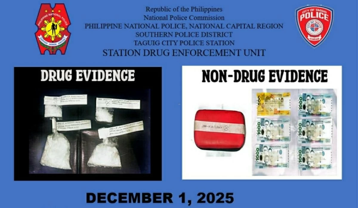 The shabu seized by the Taguig police on Dec. 1 (Photo from Taguig police) 