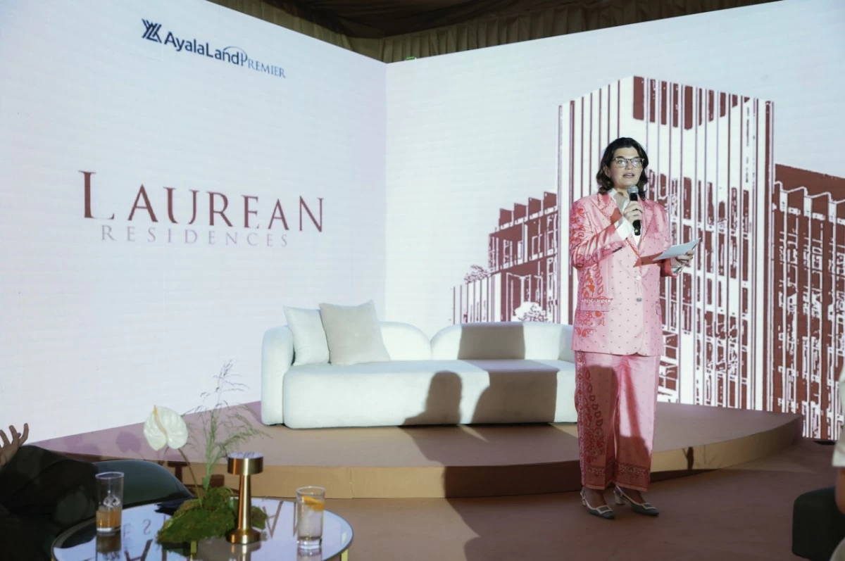 Mariana Zobel de Ayala gives opening remarks during the Laurean Residences launch