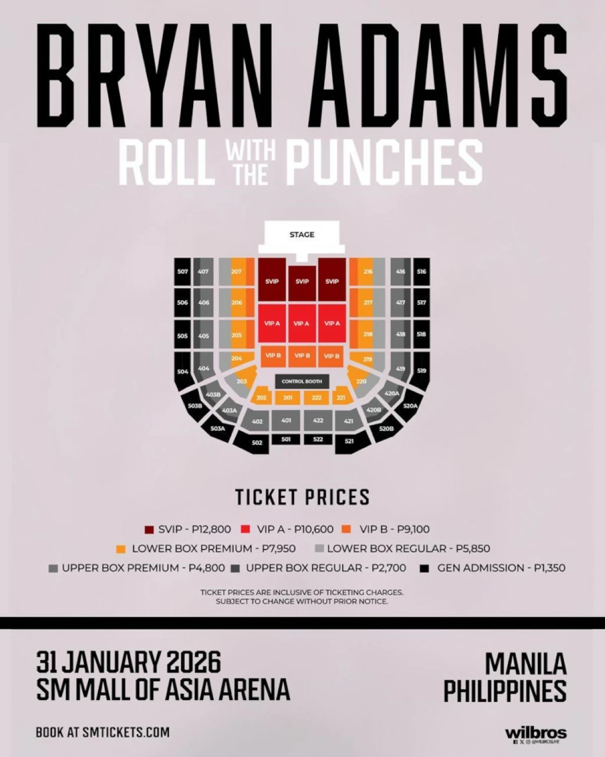 Bryan Adams is set to rock the venue with timeless hits on Jan. 31, 2026.