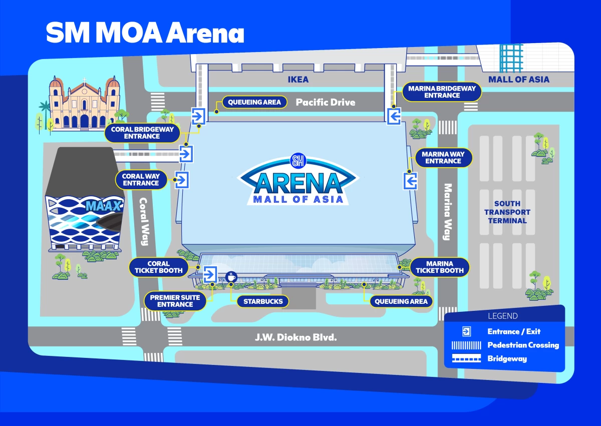 Navigate your way to the Arena with this guide map for easy entry and exit during events.