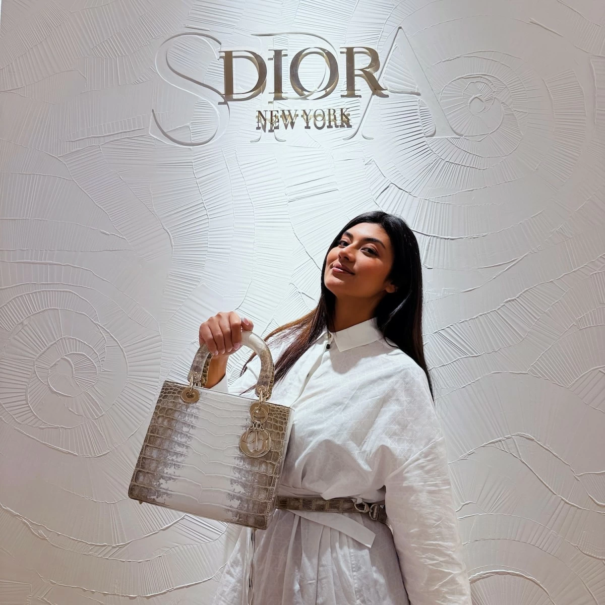 Diana Qeblawi visits the first Dior Spa in the United States with her Himalayan Lady Dior bag