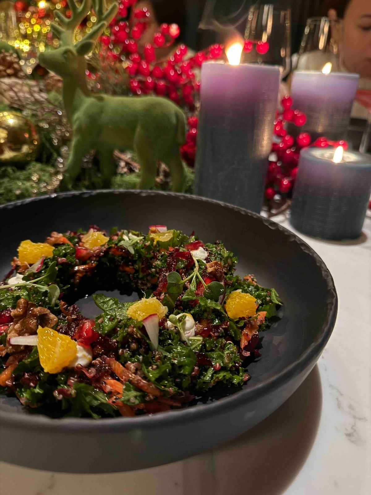 YULETIDE SALAD The Kale & Quinoa Christmas Wreath Salad’s warm yet bright flavors awakens the tastebuds.