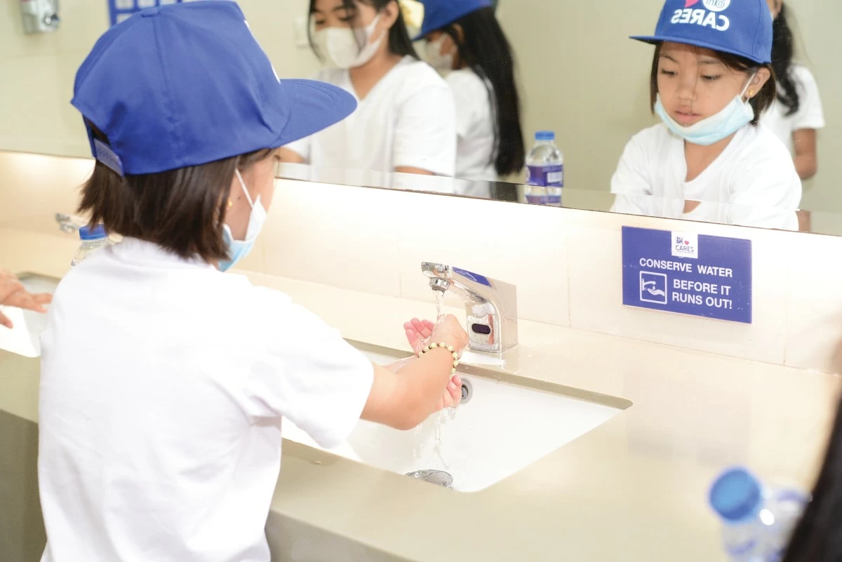  Child-friendly sinks with eye-level signage allow children to also contribute to their water future. 