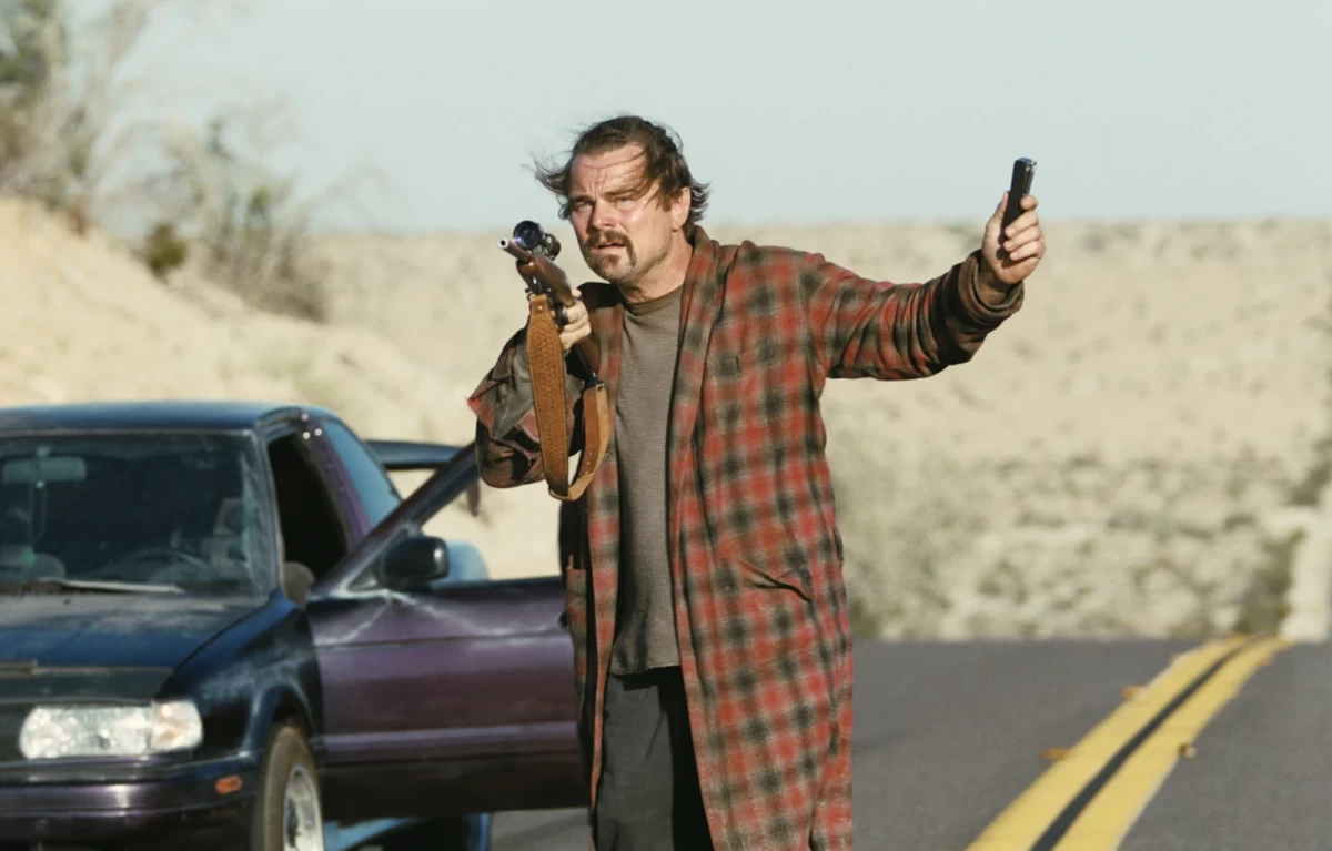 This image released by Warner Bros. Pictures shows Leonardo DiCaprio in a scene from 'One Battle After Another.' (Warner Bros. Pictures via AP)