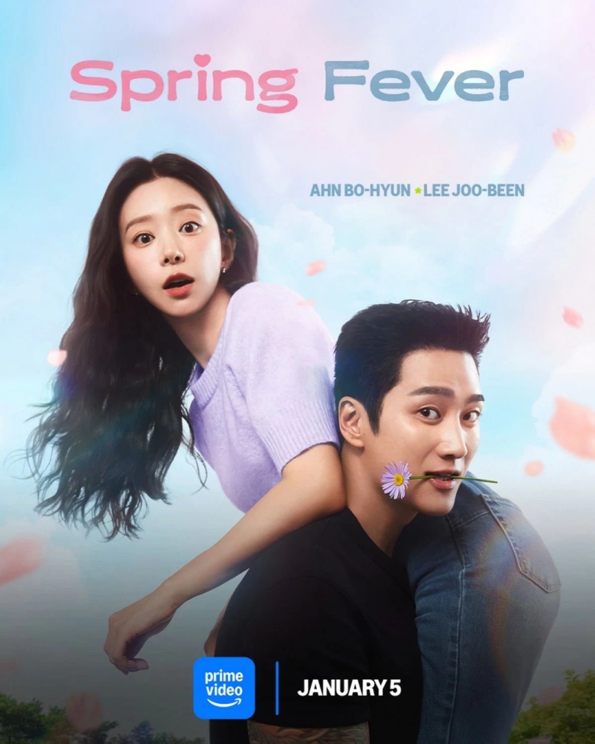 Ahn Bo-hyun and Lee Joo-bin in the poster for Prime Video's romantic comedy series “Spring Fever” (Prime Video) 