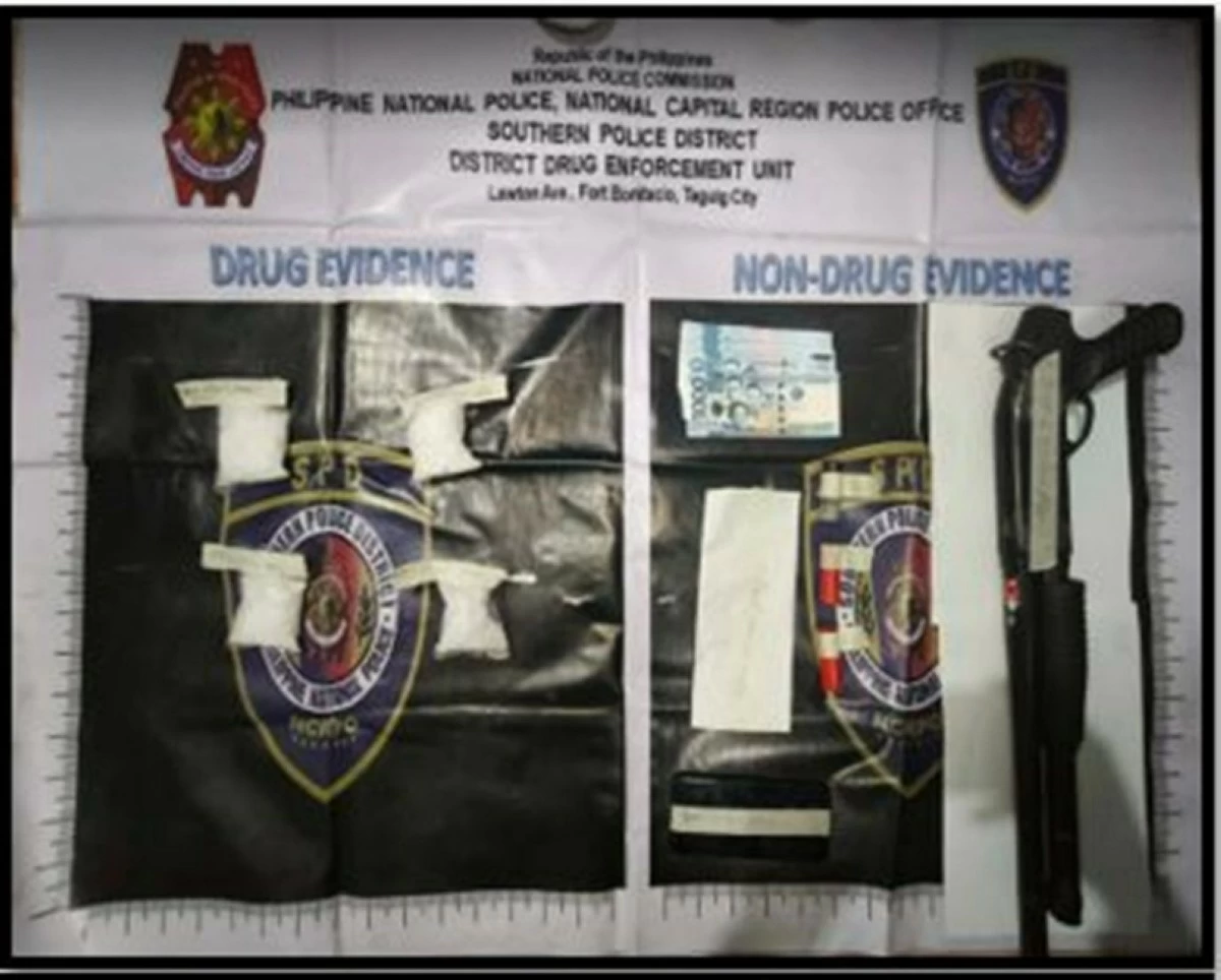 The shabu and firearm seized by the police in Taguig (Photo from SPD) 