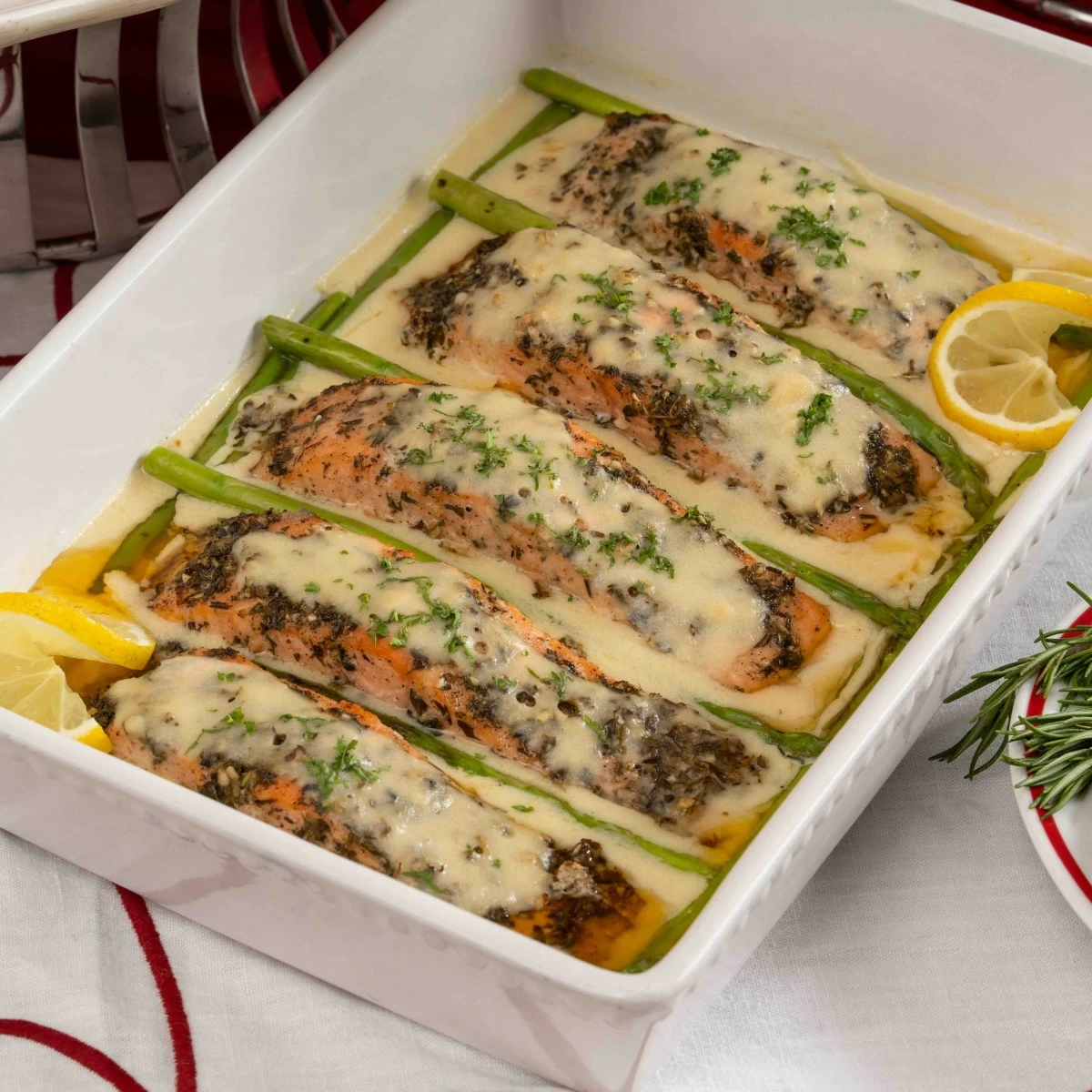 Herb Roast Salmon in Beurre Blanc