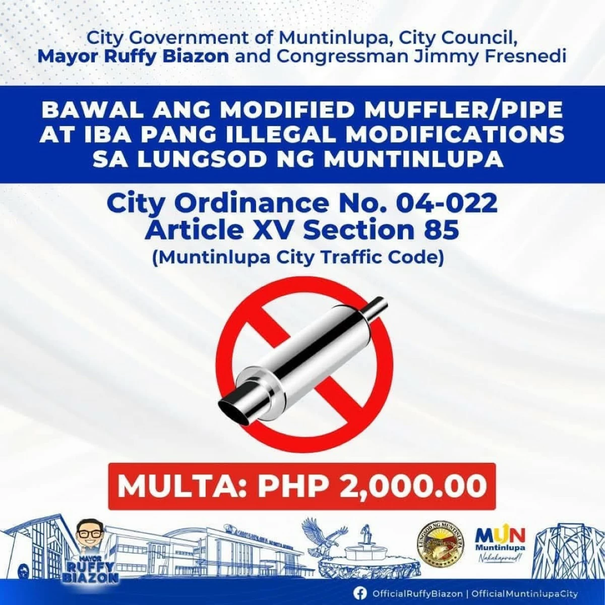 The reminder by the Muntinlupa City government (Photo from MTMB's Facebook account) 