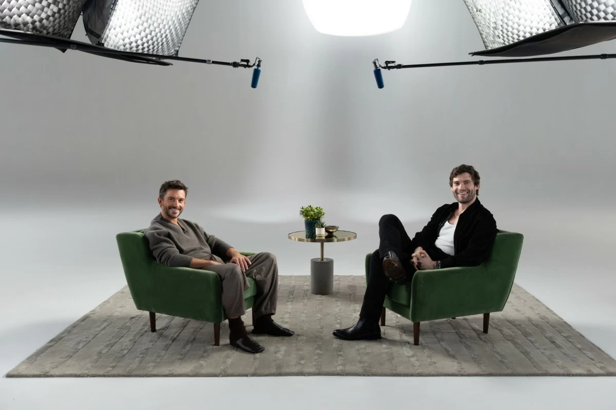 Jonathan Bailey and David Corenswet on the set of Variety's Actors on Actors interview (Facebook)