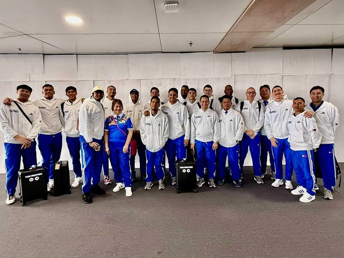Gilas Pilipinas players and coaching staff before their flight to Bangkok, Thailand. (SBP)
