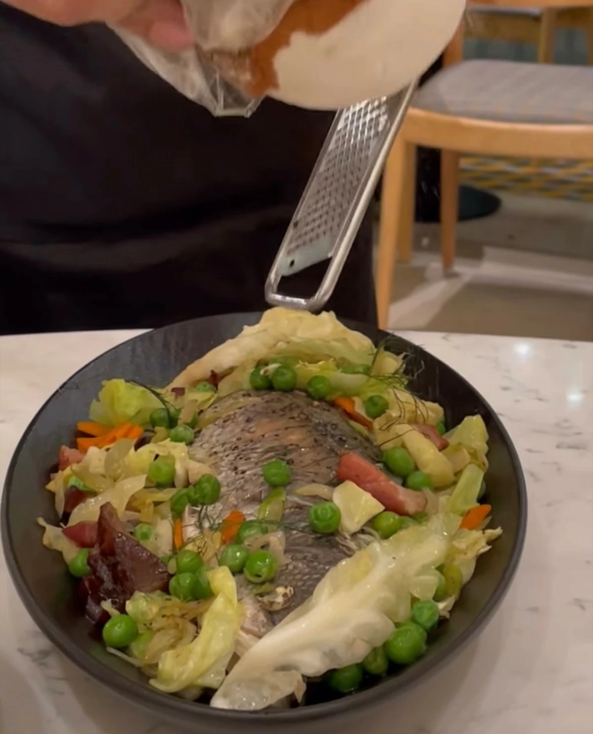 Final touches on the seabass