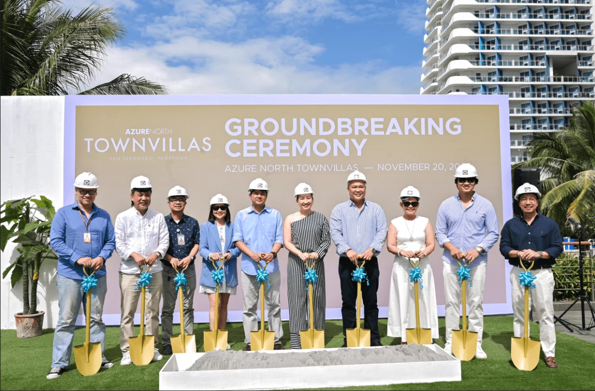 TWO NEW PHASES BEGIN AT AZURE NORTH. Executives from Century Properties Group (CPG) and House of David came together at Azure North in San Fernando, Pampanga for the groundbreaking ceremony of Azure North TownVillas and the first concrete pouring for the Mykonos Tower.

Jose Juris Carlos, property manager, House of David; Engr. Lauro Reyes, technical operations group head, Century Properties Group; Francisco Lapuz, general manager, House of David; Yolly David-Aguila, executive vice president, House of David; Arch. Bernard Artates, design and innovations group head, Century Properties Group; Jules Cruz, VP and corporate communications and marketing group head, Century Properties Group; Joseph Terrado, VP for sales, Century Properties Group; Jennifer Dela Cruz, SVP, sales operations management, Century Properties Group; Ferdinand Gonzalvo, VP for sales, Century Properties Group; and Doj Garcia, VP for sales, Century Properties Group

