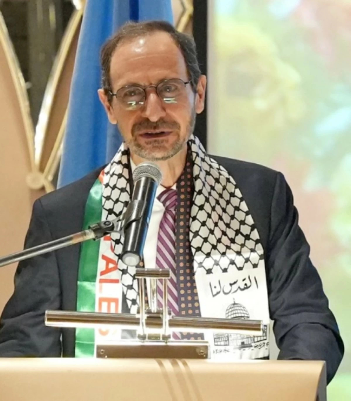 A heartfelt welcome from Mounir Y.K. Anastas, Ambassador of the State of Palestine, as he opens the event with inspiring remarks