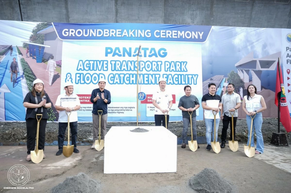 In photo: The Valenzuela City Government and partners lead the groundbreaking ceremony for the PANATAG Active Transport Park and Flood Catchment Facility in Barangay Dalandanan, marking the start of a two-in-one infrastructure project designed to ease flooding while providing safer, pedestrian- and cyclist-friendly pathways for the community. (Photo from Valenzuela PIO)