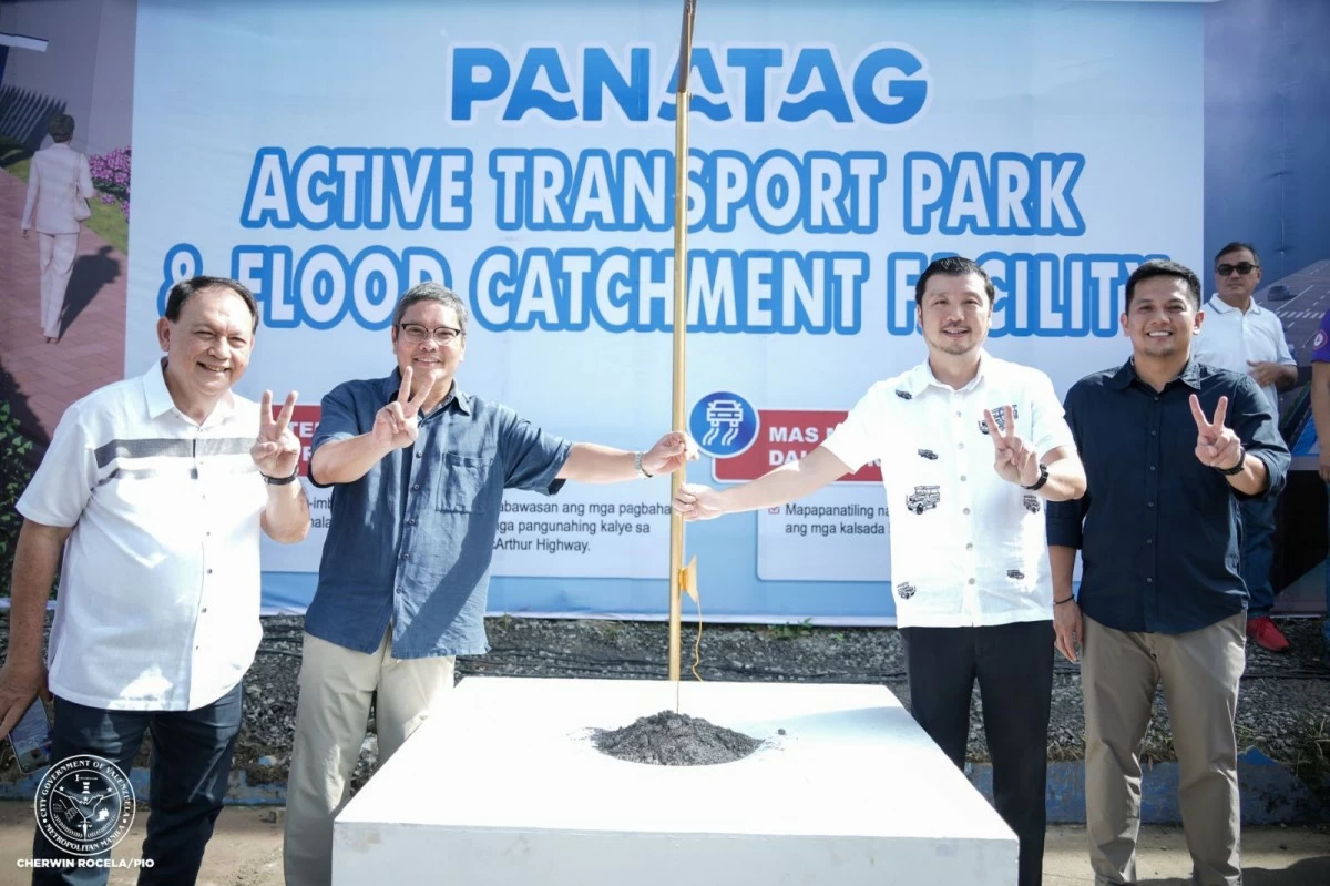 In photo: The Valenzuela City Government and partners lead the groundbreaking ceremony for the PANATAG Active Transport Park and Flood Catchment Facility in Barangay Dalandanan, marking the start of a two-in-one infrastructure project designed to ease flooding while providing safer, pedestrian- and cyclist-friendly pathways for the community. (Photo from Valenzuela PIO)