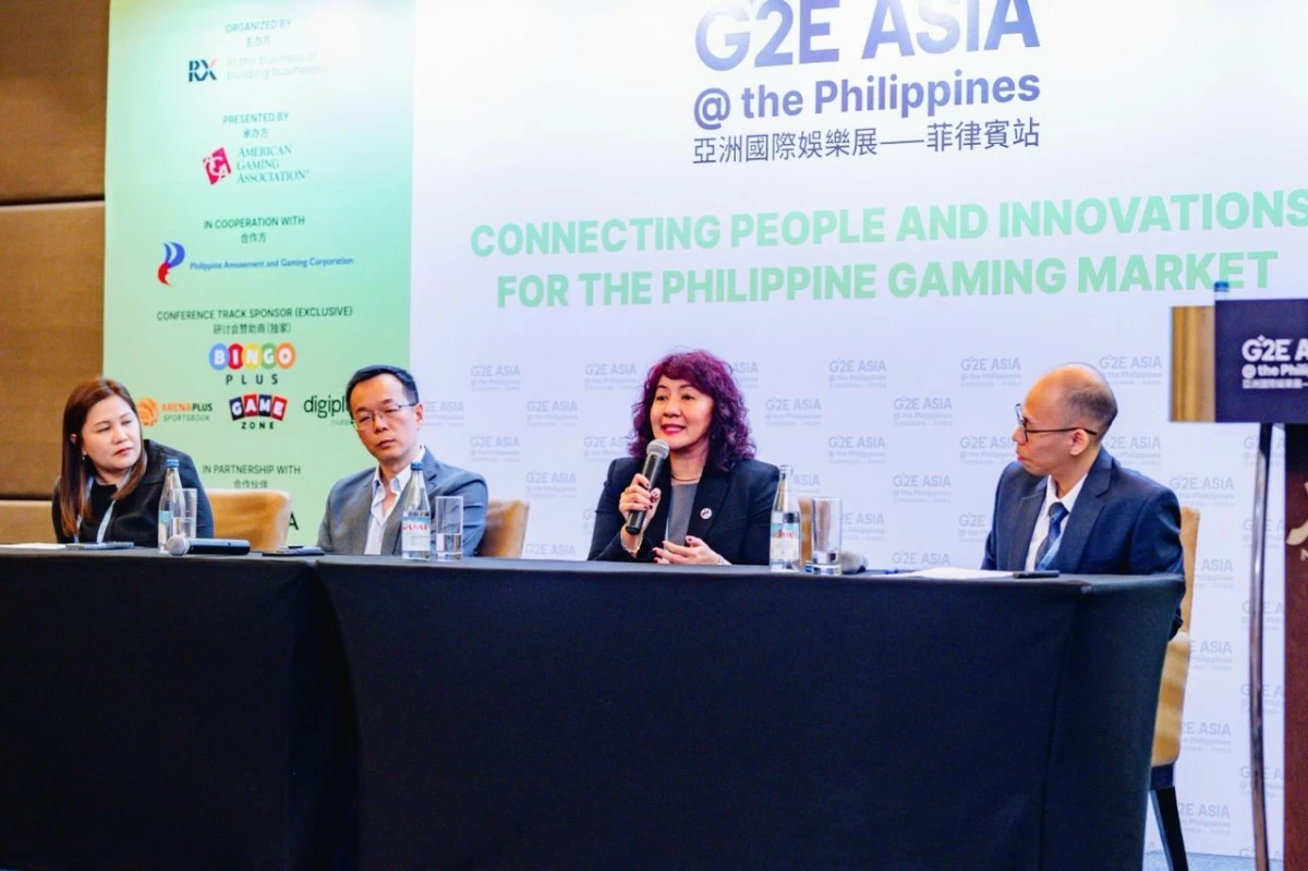 [From L-R] Nerie Aquino, Director - Gaming Compliance of Tiger Resort Leisure & Entertainment Inc. for Okada Manila, Erick Su, Head of ArenaPlus under DigiPlus Interactive Corp., Ma. Vina Claudette Oca, Assistant Vice President of PAGCOR, and Ryan Hong-Wai Ho, Lecturer and Programme Coordinator (MBA), Centre for Gaming and Tourism Studies, Macau Polytechnic University.