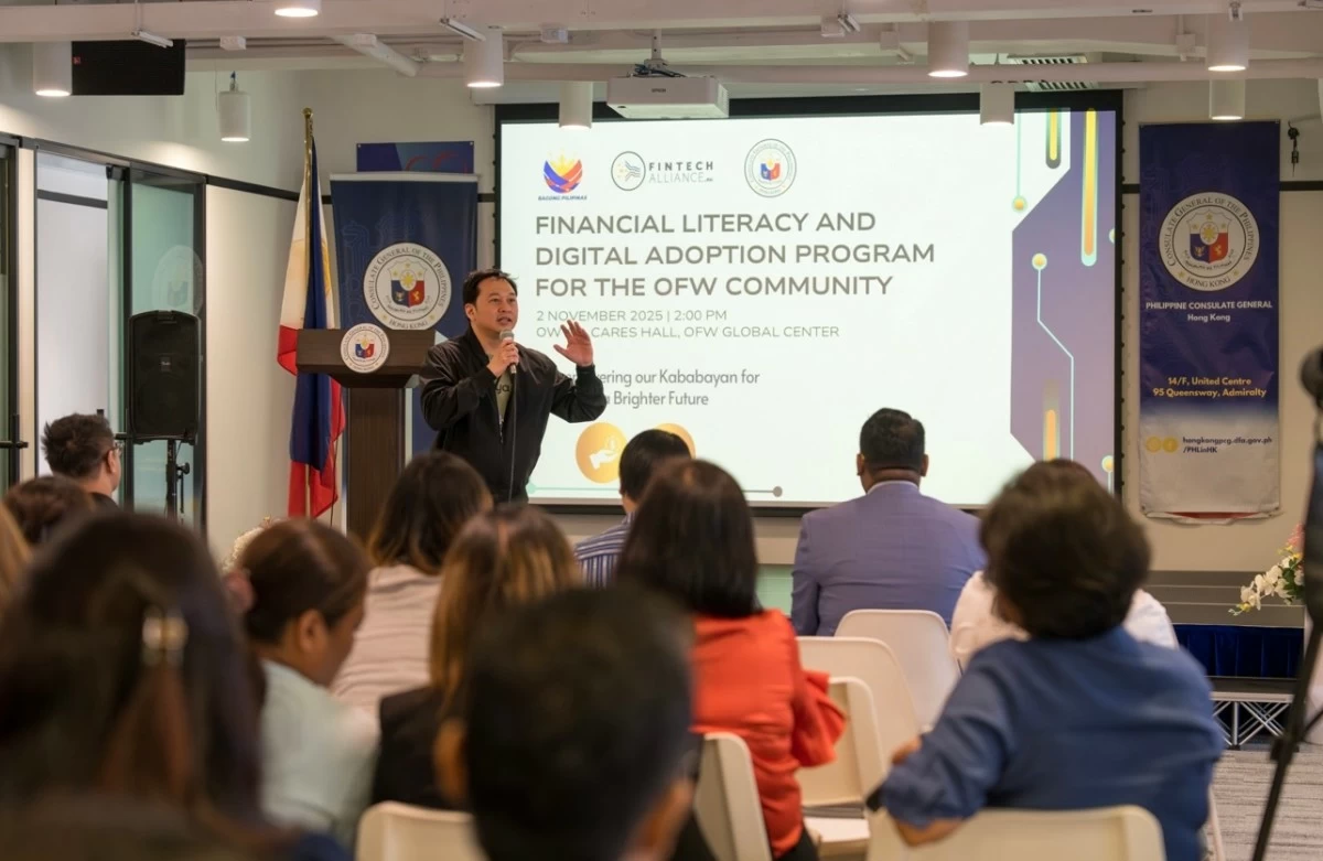 Maya Head of Corporate Affairs Toff Rada speaks at the Financial Literacy and Digital Adoption Program for the OFW Community in Hong Kong, organized by FintechAlliance.PH in coordination with the Philippine Consulate General. Rada shared how Maya can help empower Overseas Filipinos with digital savings, responsible credit tools, and financial health habits for long-term stability.