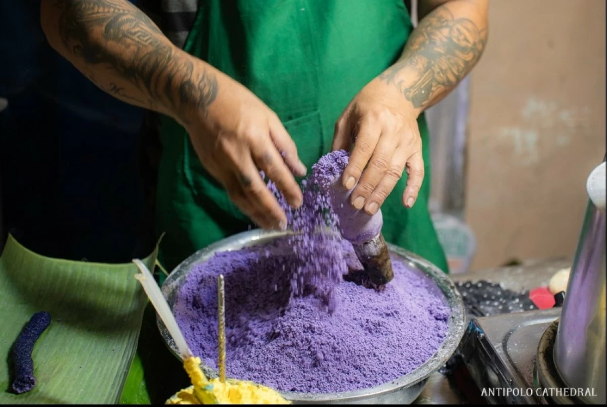 Puto Bumbong preparation (photo by Antipolo Cathedral)