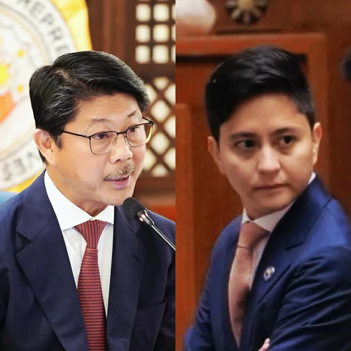 House Speaker Faustino "Bojie" Dy III (left), Majority Leader Sandro Marcos (Facebook)