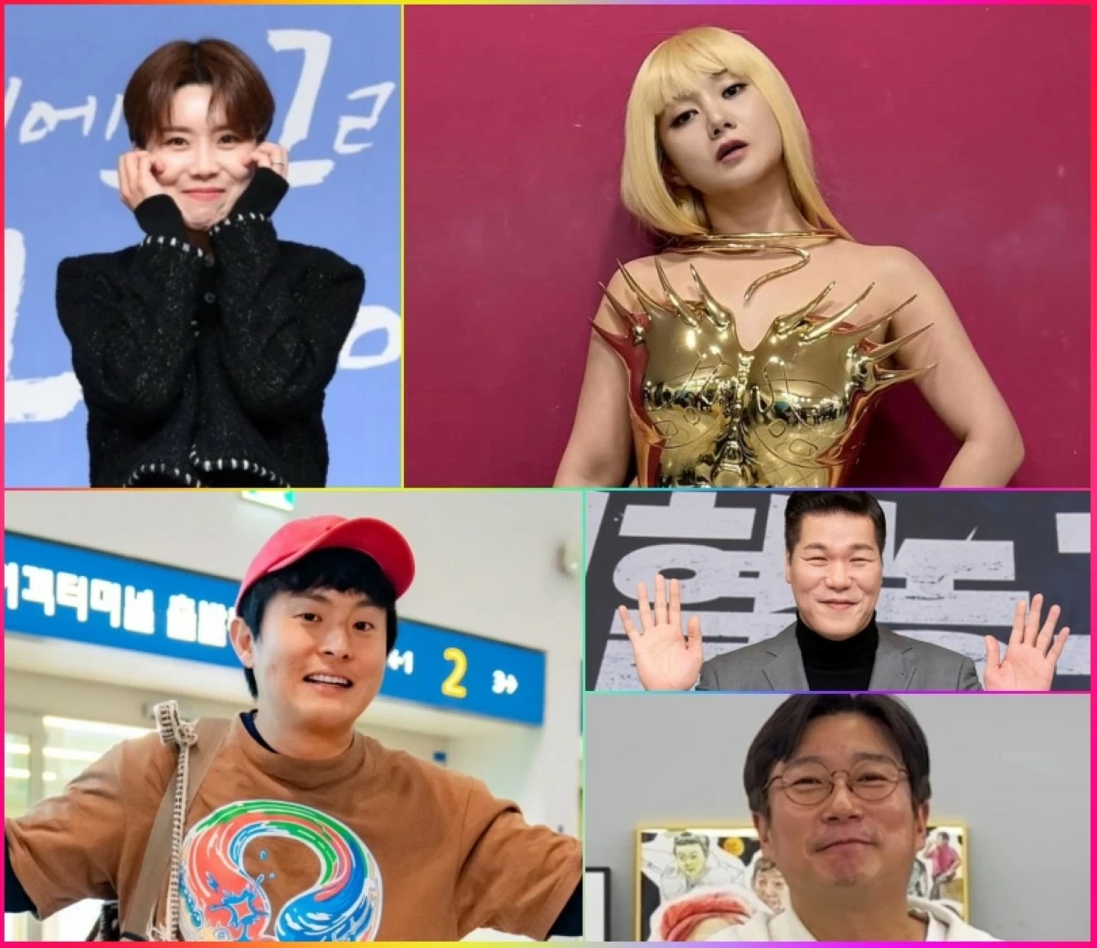 (Clockwise from top right) Park Na-rae, Seo Jang-hoon, Lee Soo-geun, Kian84 and Jang Do-yeon (Instagram, Facebook) 