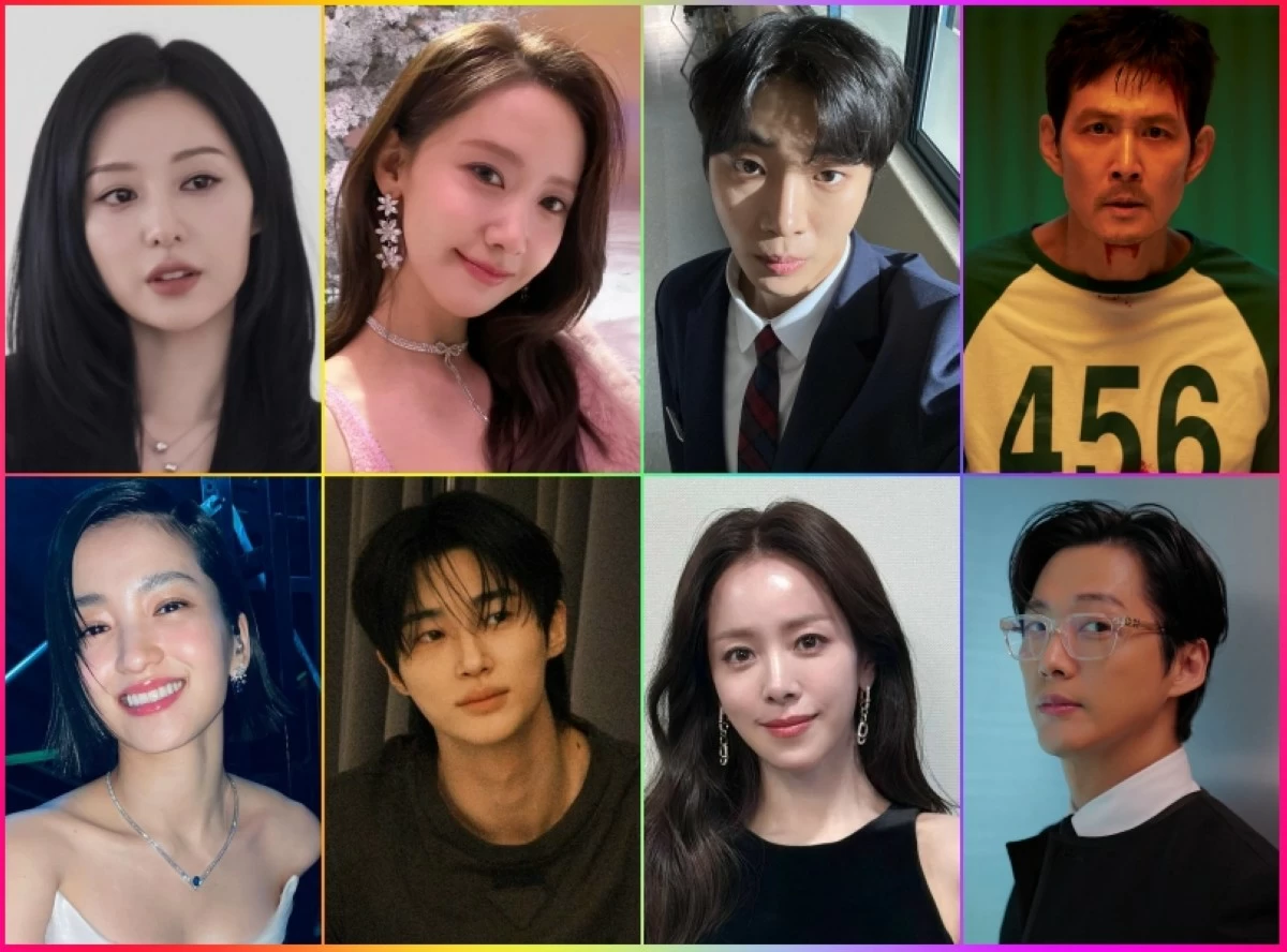 (Clockwise from top left) Kim Ji-won, Yoona, Choo Young-woo, Lee Jung-jae, Namkoong Min, Han Ji-min, Byeon Woo-seok and Kim Tae-ri (Instagram, Netflix) 