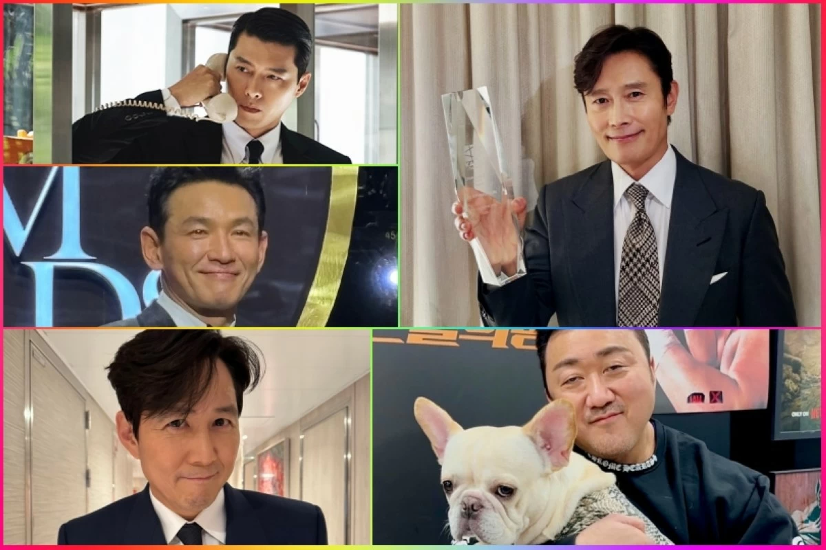 (Clockwise from top right) Lee Byung-hun, Ma Dong-seok, Lee Jung-jae, Hwang Jung-min and Hyun Bin (Instagram) 
