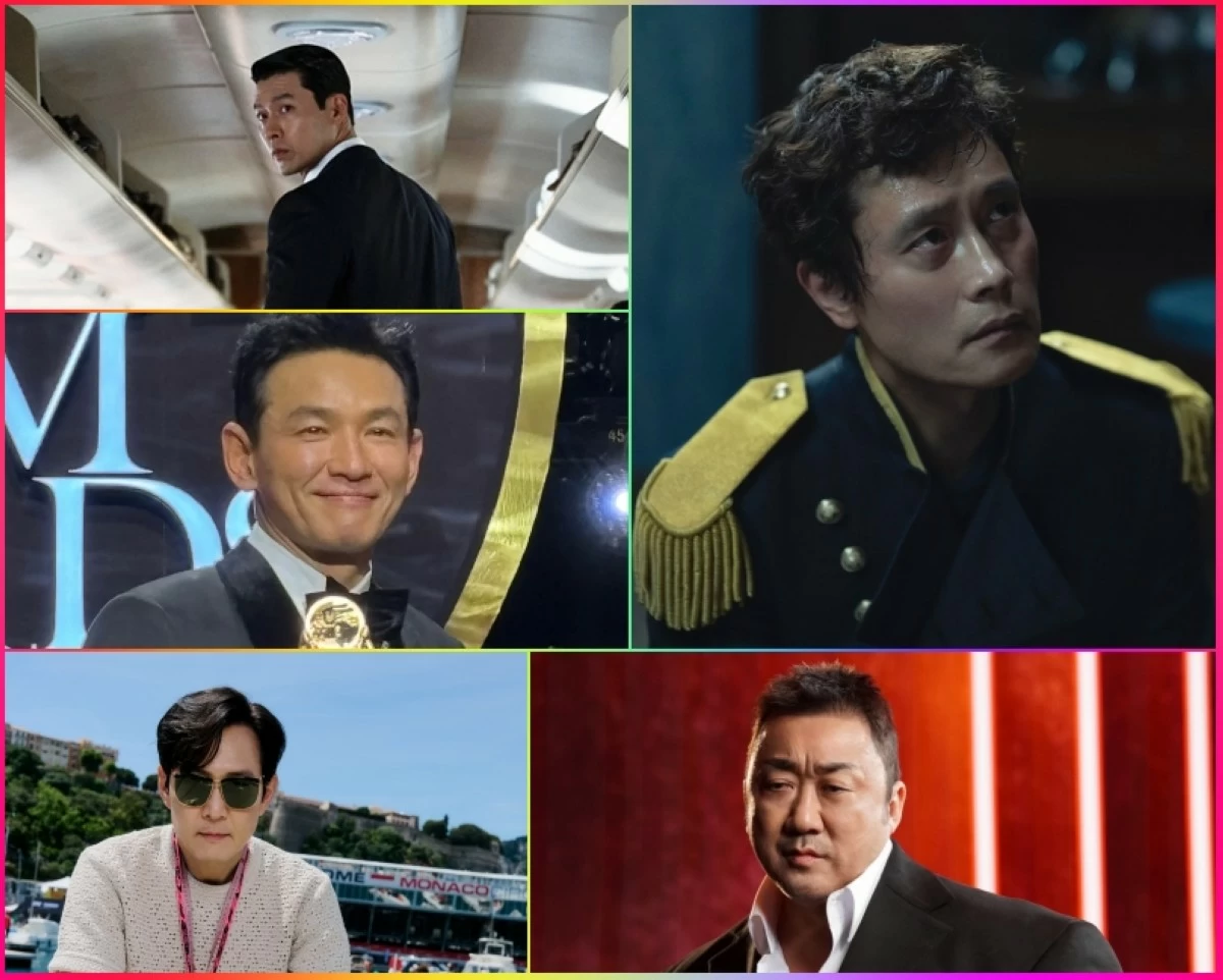 (Clockwise from top right) Lee Byung-hun, Ma Dong-seok, Lee Jung-jae, Hwang Jung-min and Hyun Bin (Instagram, CJ Entertainment)